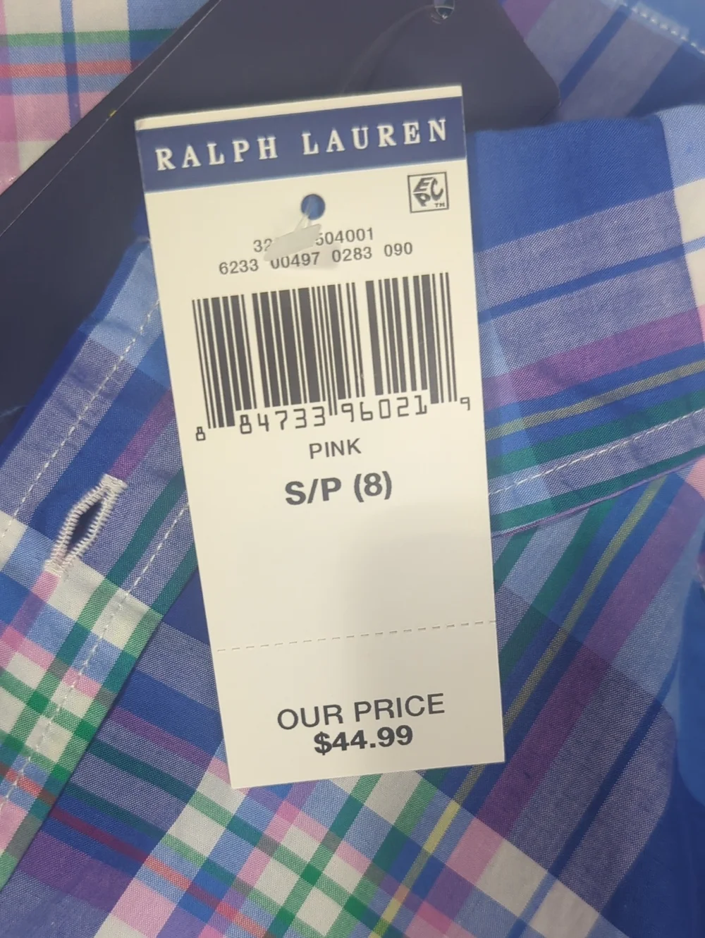 NWT Ralph Lauren Boys Blue Plaid Button Down Shirt Size 8